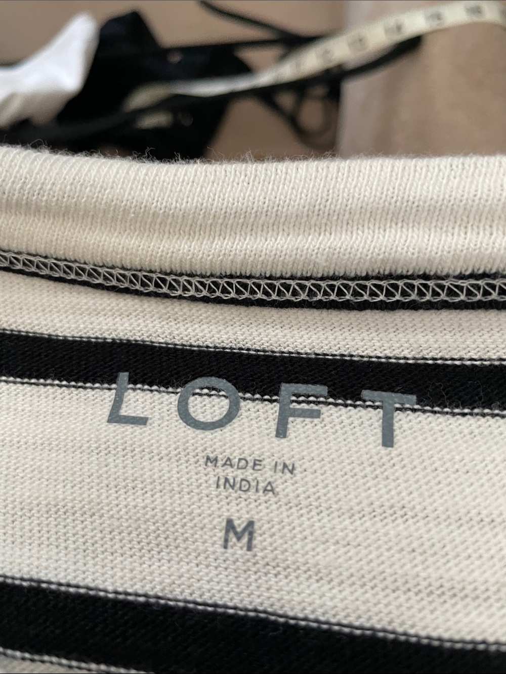 LOFT White and Black Striped 100% Cotton Knit Tank Top - Picture 5 of 6